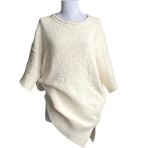 FREE‎ PEOPLE Boucle Knit Long Sweater Tunic Top Dress SZ XS Oversized Loose Boho - Picture 2 of 8